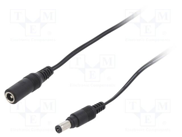 Cable; DC 5,5/2,1 plug,DC 5,5/2,1 socket; straight; 0.5mm2; 2m