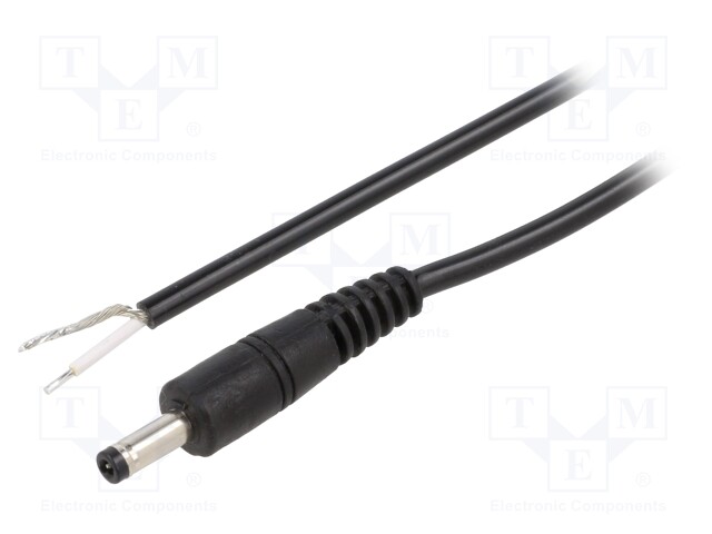 Cable; wires,DC 4,0/1,7 plug; straight; 0.5mm2; black; 1.5m