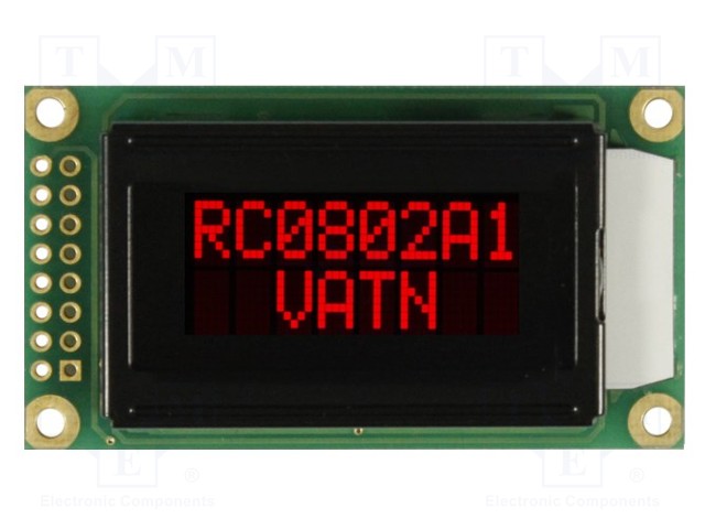 Display: LCD; alphanumeric; VA Negative; 8x2; 58x32x13.2mm; LED