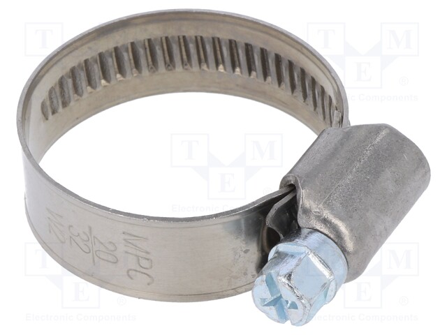 Worm gear clamp; W: 9mm; Clamping: 20÷32mm; chrome steel AISI 430