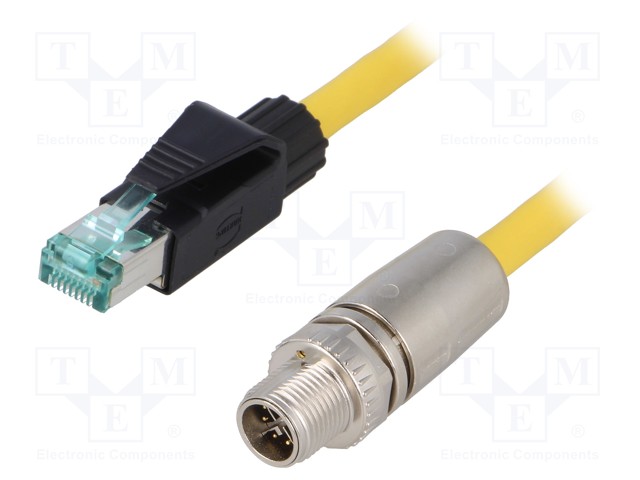 Connecting cable; 1m; Connection: M12 male straight / RJ45