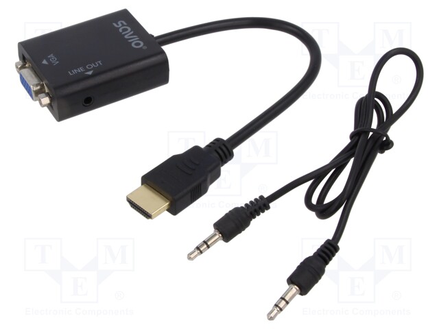 Converter; D-Sub 15pin HD socket,HDMI plug,Jack 3.5mm socket