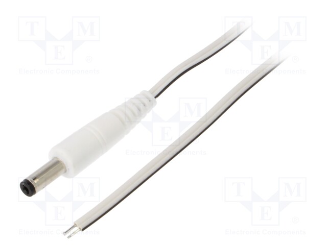 Cable; wires,DC 4,8/1,7 plug; straight; 0.35mm2; white; 0.5m