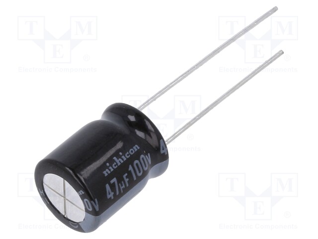 ALUMINUM ELECTROLYTIC CAPACITOR, 47UF, 100V, 20%, RADIAL