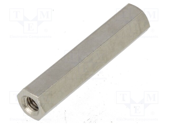 Screwed spacer sleeve; Int.thread: M4; 35mm; hexagonal; brass