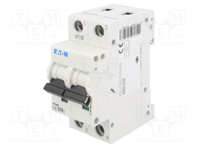 Circuit breaker; 230VAC; Inom: 10A; Poles: 2; DIN; Charact: D; 6kA