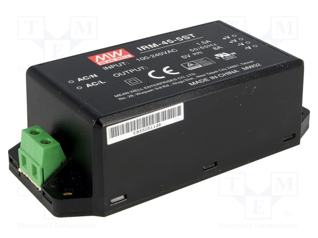 Power supply: switched-mode; modular; 40W; 5VDC; 109x52x33.5mm; 8A