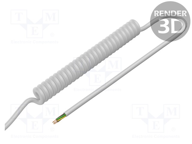 Wire: coiled; 6x0.5mm2; unshielded; PUR; white; 300V; 0.5m; 2m