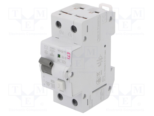 RCBO breaker; Inom: 10A; Ires: 30mA; Poles: 2; 230/400VAC; DIN; IP20