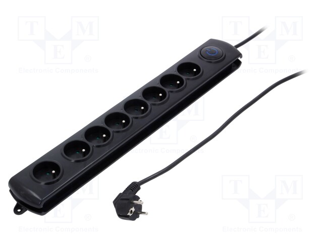 Plug socket strip: protective; Sockets: 8; 250VAC; 16A