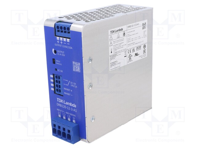 Power supply: switched-mode; 120W; 12VDC; 10A; 3x350÷575VAC; 660g