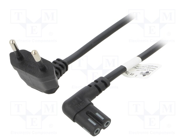 Cable; CEE 7/16 (C) plug angled,IEC C7 female angled; PVC; 2m