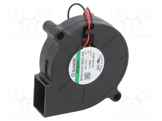 Fan: DC; blower; 12VDC; 51.7x51.6x15mm; 9.18m3/h; 42.2dBA; Vapo