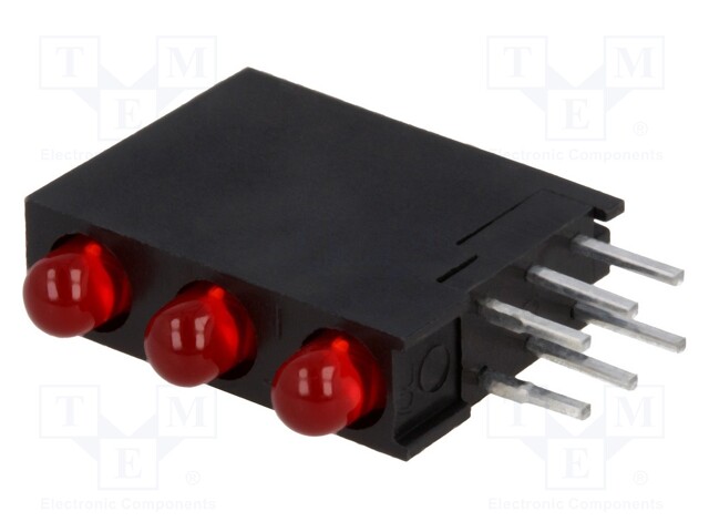 LED; in housing; red; 3mm; No.of diodes: 3; 20mA; Lens: diffused,red