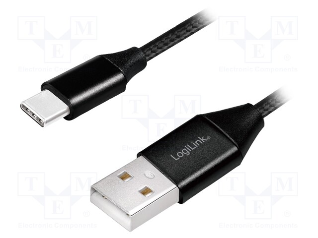 Cable; USB 2.0; USB A plug,USB C plug; 0.3m; black