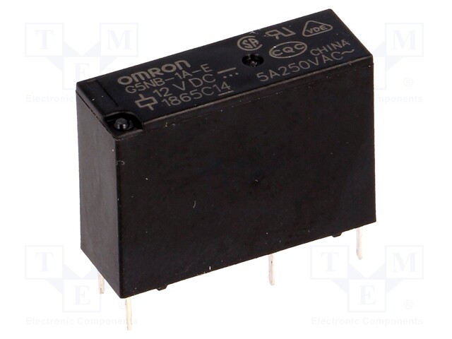 Relay: electromagnetic; SPST-NO; Ucoil: 12VDC; 5A/250VAC; 3A/30VDC