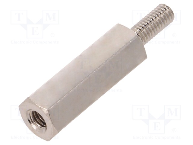 Screwed spacer sleeve; Int.thread: M3; 18mm; Ext.thread: M3; brass