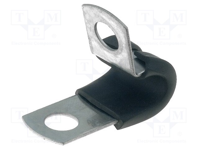 Fixing clamp; ØBundle : 6.4mm; W: 12.7mm; steel; Ømount.hole: 6.7mm