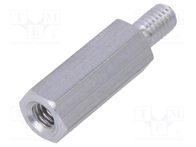 Screwed spacer sleeve; Int.thread: M4; 18mm; Ext.thread: M4