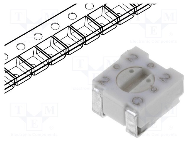 Trimpot, Single Turn, Cermet, Top Adjust, 20 kohm, Surface Mount, 1 Turns