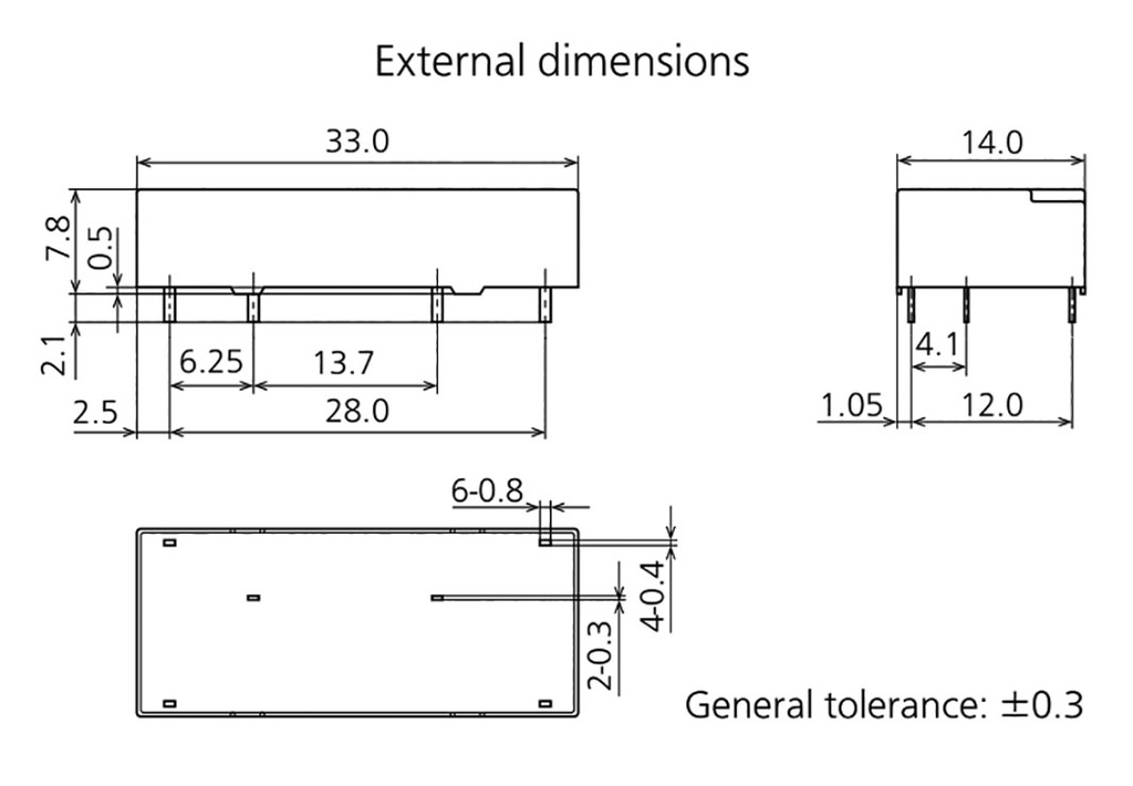 Relay: miniature; NC + NO; Ucoil: 3VDC; 4A/250VAC; 4A/30VDC; 6A