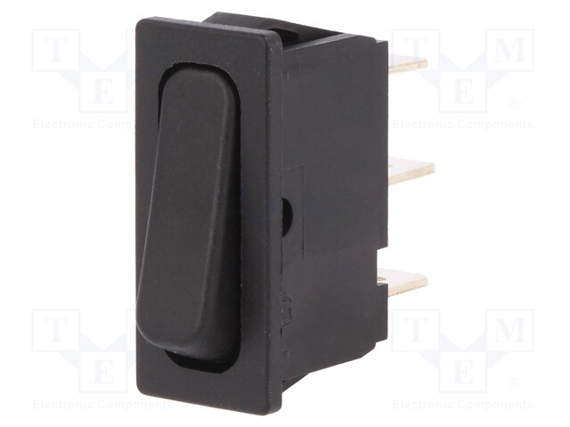 ROCKER; SPDT; Pos: 2; ON-ON; 10A/250VAC; black; IP40; none; 100mΩ