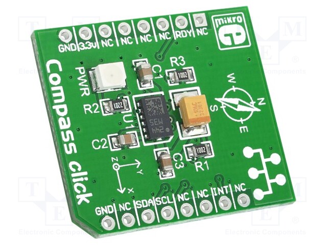 Click board; magnetic field sensor; I2C; LSM303DLHC; 3.3VDC