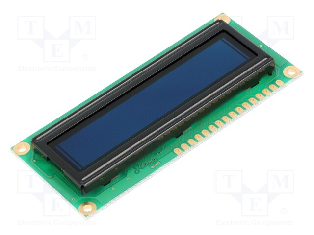 Display: OLED; alphanumeric; 16x2; Window dimensions: 66x16mm