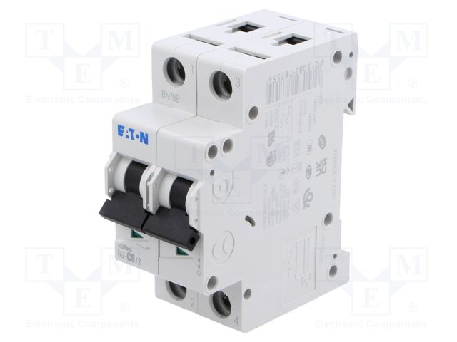 Circuit breaker; 230/400VAC; Inom: 8A; Poles: 2; DIN; Charact: C