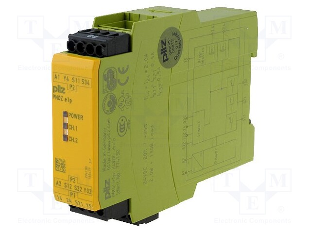 Module: safety relay; Series: PNOZ e1p C; IN: 2; OUT: 5; -10÷55°C