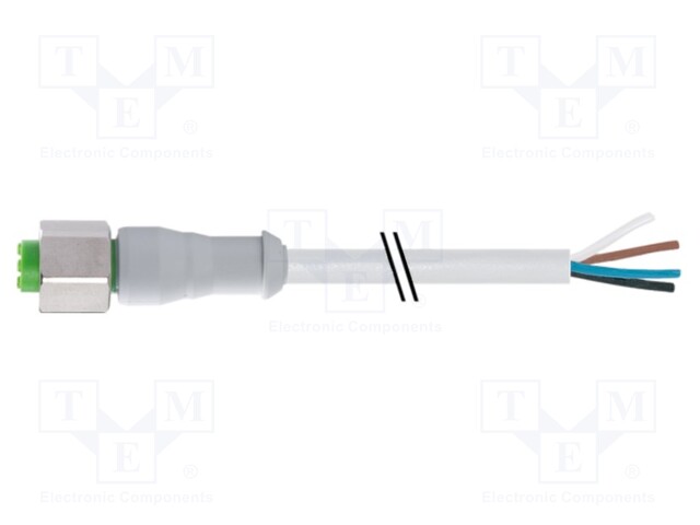 Connection lead; M12; PIN: 4; straight; 10m; plug; 250VAC; -25÷80°C