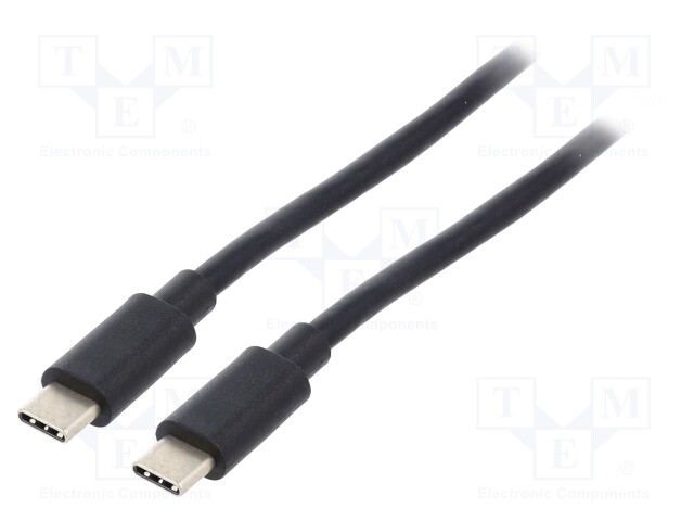 Cable; USB 3.1; USB C plug,both sides; gold-plated; 1m; black