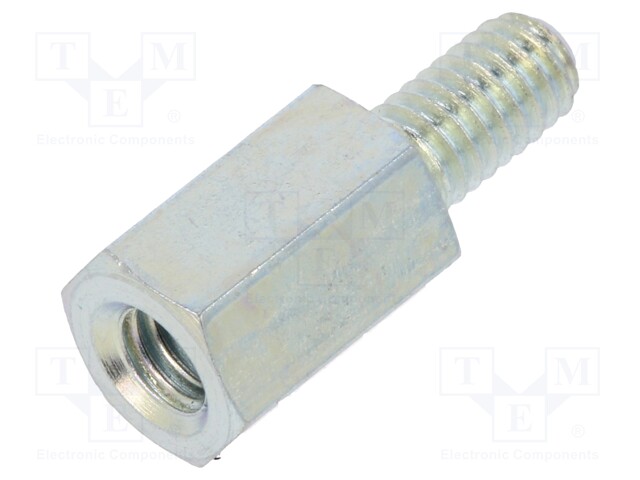 Screwed spacer sleeve; 10mm; Int.thread: M4; Ext.thread: M4; steel