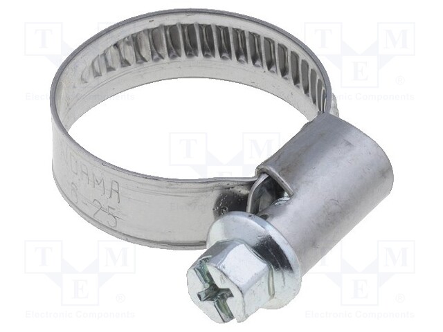 Worm gear clamp; 16÷25mm; steel; Plating: zinc