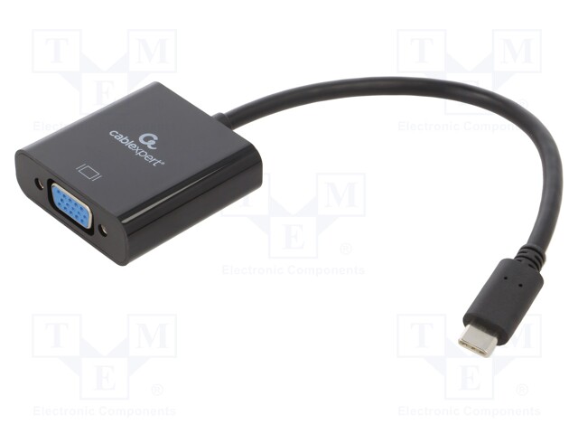 Adapter; USB 3.1; D-Sub 15pin HD socket,USB C plug; 0.15m; black