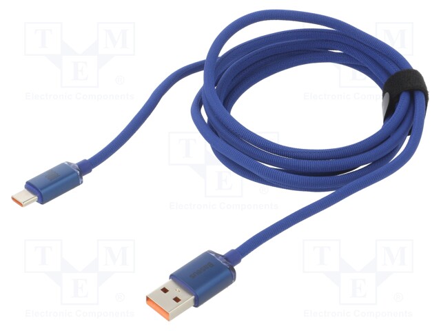 Cable; USB 2.0; USB A socket,USB C plug; 2m; blue; 100W