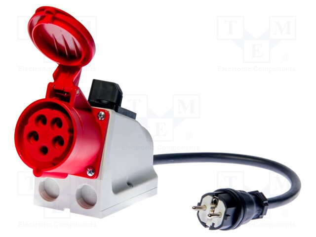 Adapter for three phase sockets; 32A; EU plug; 265V; IP40