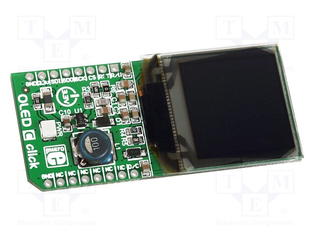 Click board; OLED display; PWM,SPI; PSP27801,SSD1351; 3.3VDC