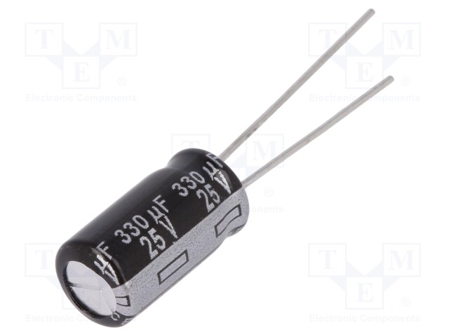 Capacitor: electrolytic; THT; 330uF; 25VDC; Ø8x15mm; Pitch: 3.5mm