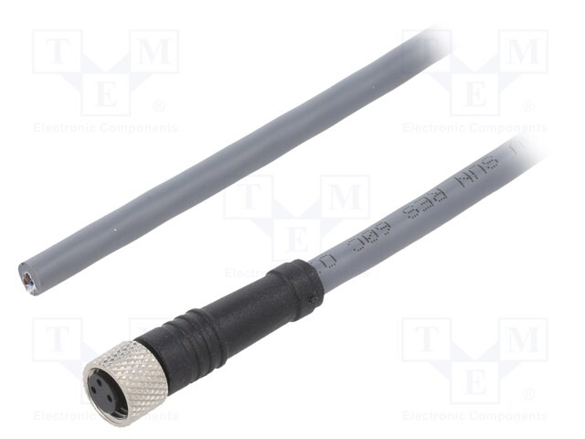 Connection lead; M8; PIN: 3; straight; 10m; plug; -25÷80°C; IP67