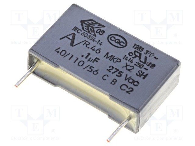 Capacitor: polypropylene; X2; 100nF; 15mm; ±10%; 18x5x11mm; 275VAC