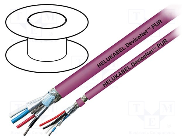 Wire: data transmission; 1x2x24AWG+1x2x22AWG; PUR; violet; Cu