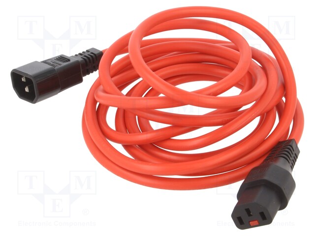 Cable; IEC C13 female,IEC C14 male; 3m; with IEC LOCK locking