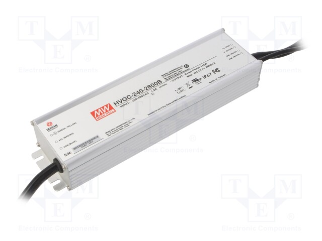 Power supply: switched-mode; LED; 240W; 42.9÷85.7VDC; 2800mA; IP67