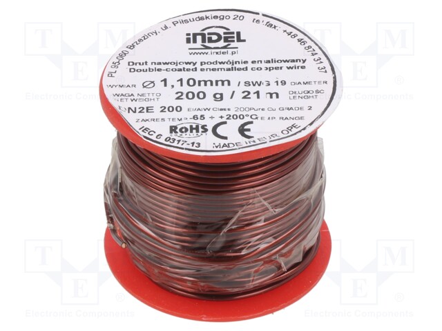 Coil wire; double coated enamelled; 1.1mm; 200g; -65÷200°C