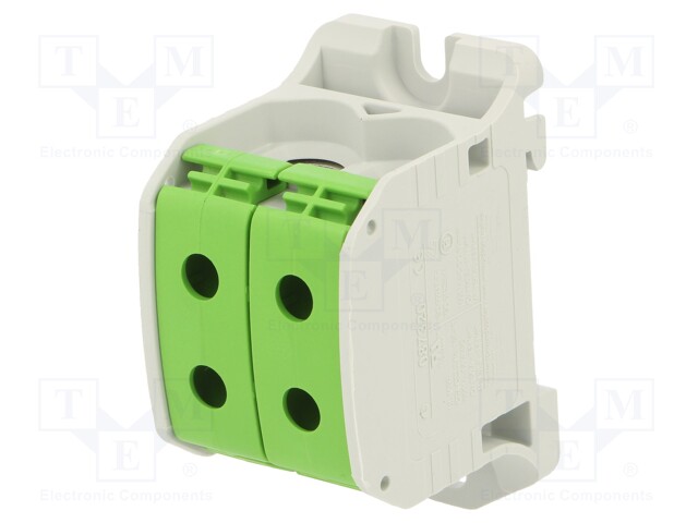 Splice terminal: rail; STB; 50mm2; ways: 1; terminals: 4; green; TS35