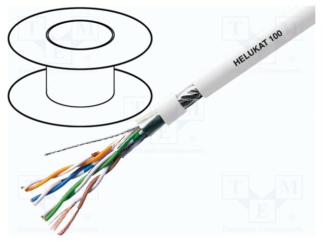 Wire; HELUKAT® 100,F/UTP; 5e; stranded; Cu; 4x2x26AWG; FRNC; grey