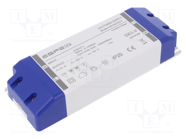 Power supply: switched-mode; LED; 100W; 12VDC; 8.33A; 220÷240VAC