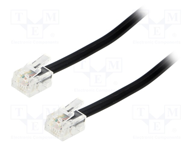 Cable: telephone; RJ11 plug,both sides; 1m; black