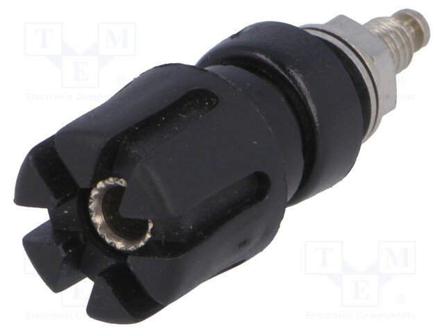 Socket; 4mm banana; 25A; 60VDC; 45mm; black; nickel plated